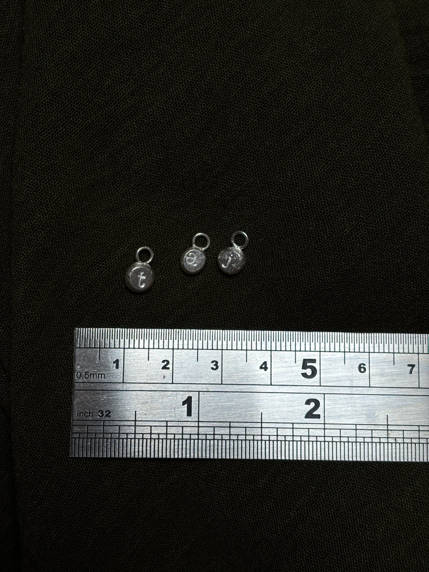 Initial pebble charm ring
