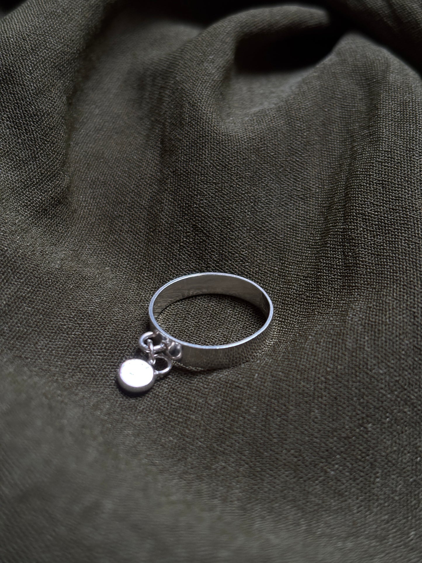 Initial pebble charm ring