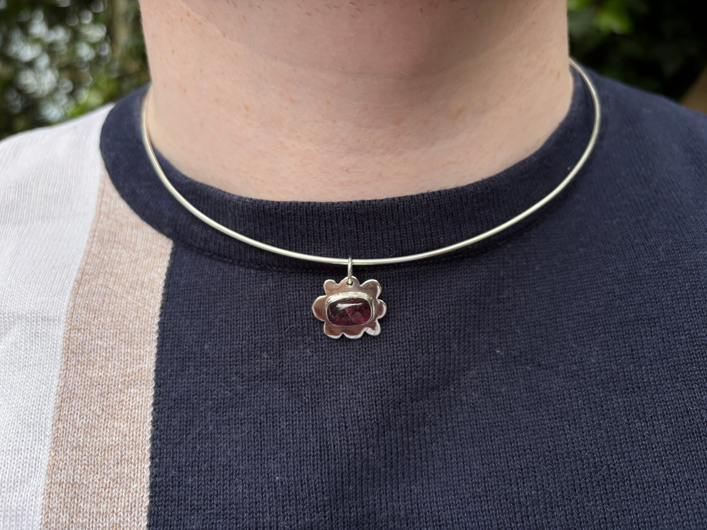 Tourmaline flower choker necklace