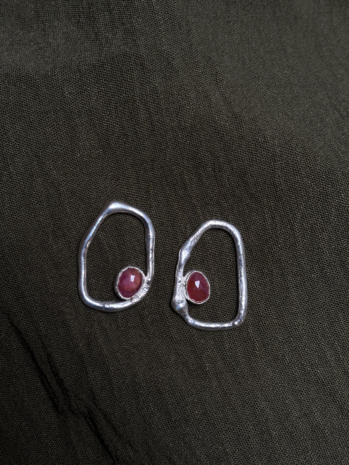 Alexandrite 'geode' molten earrings