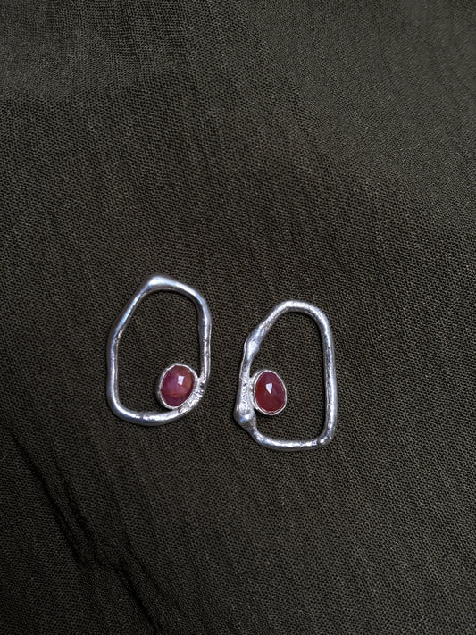 Alexandrite 'geode' molten earrings