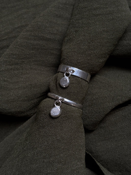 Initial pebble charm ring