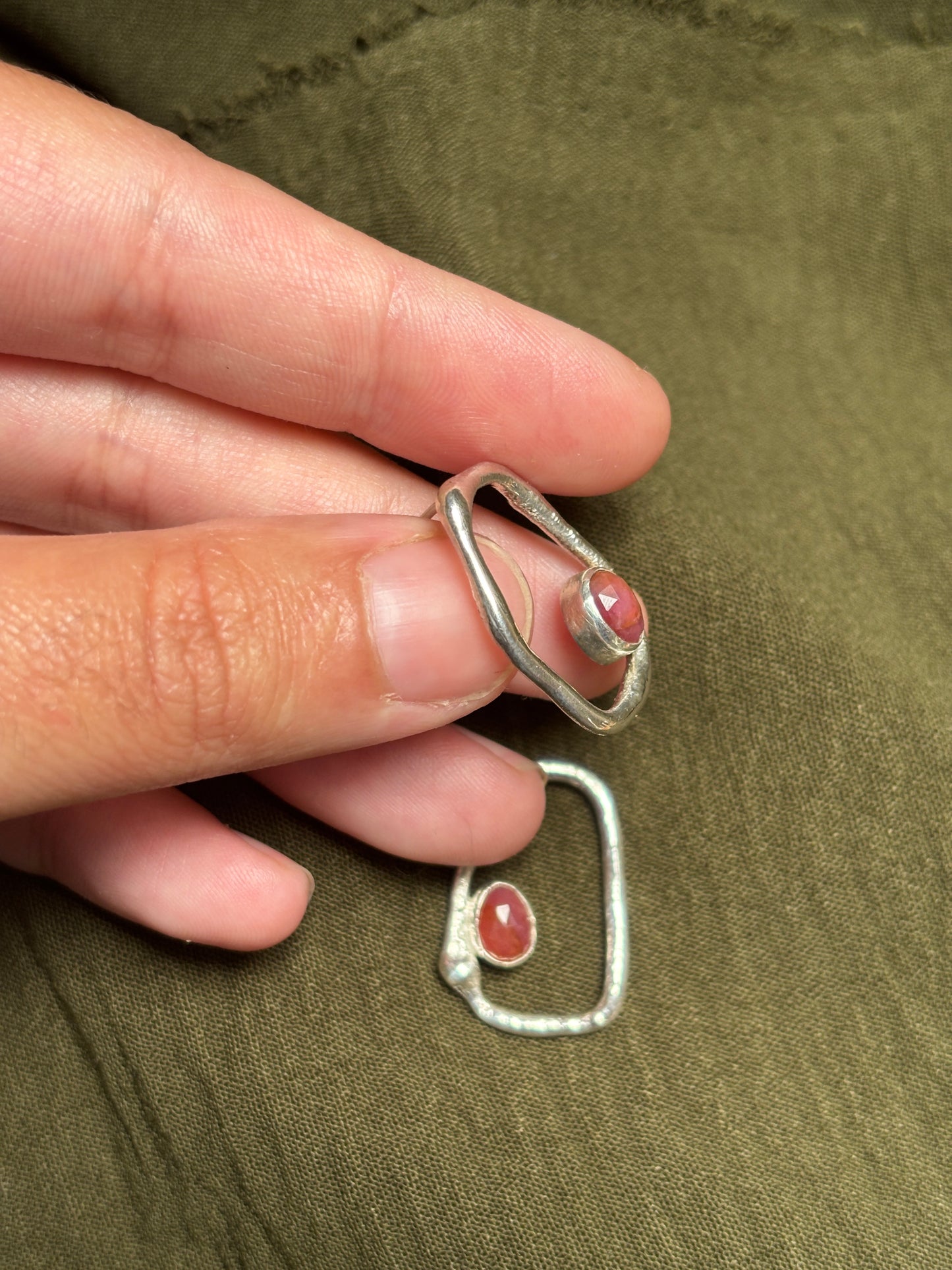 Alexandrite 'geode' molten earrings