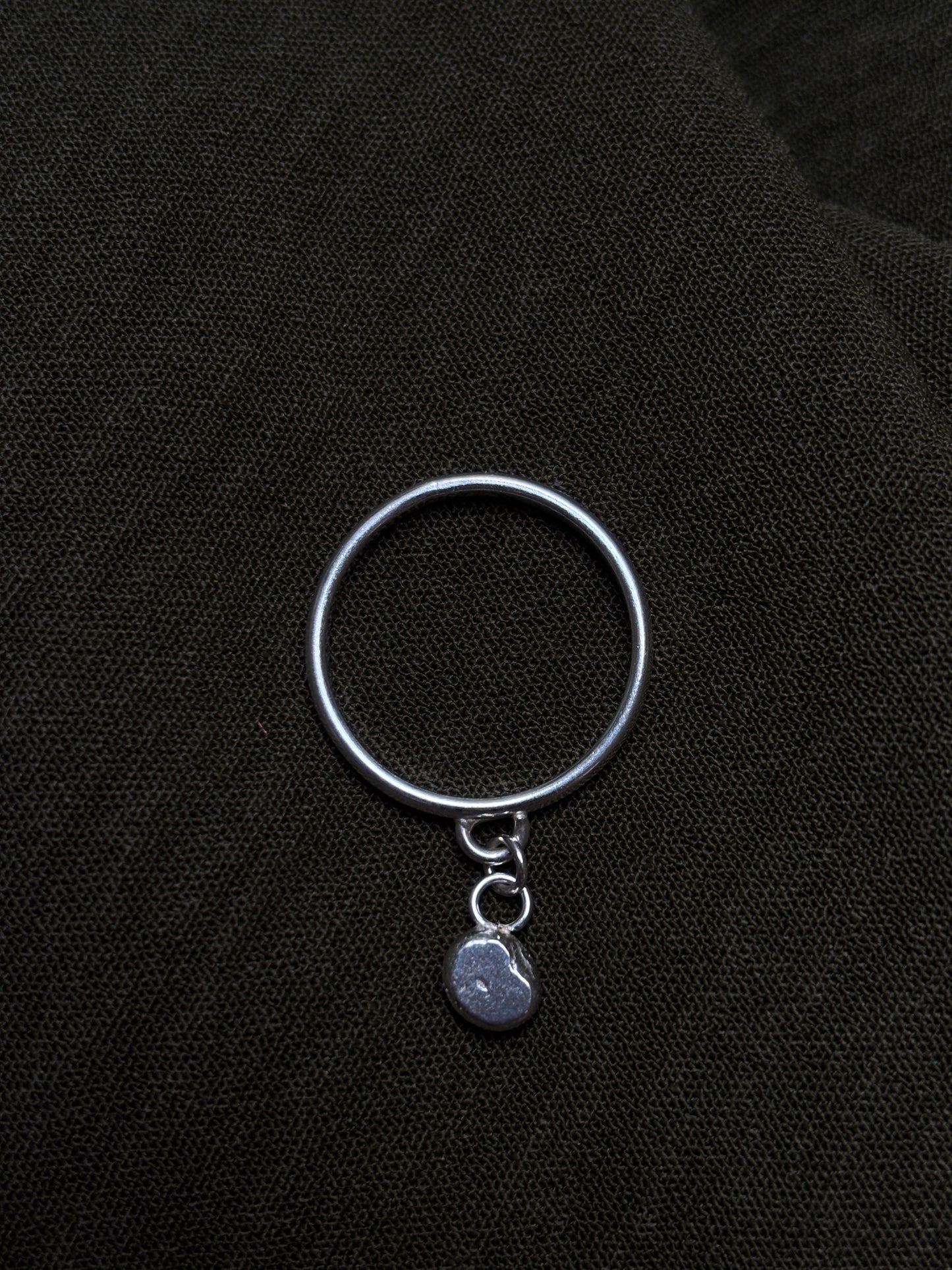 Initial pebble charm ring